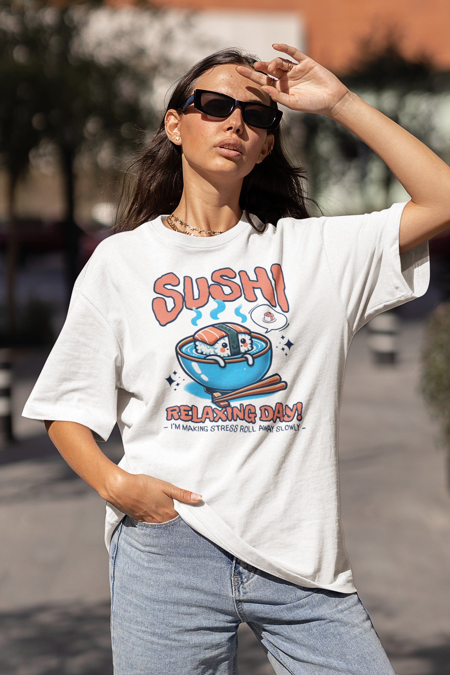 Sushi Relaxing Day Oversized T-Shirt