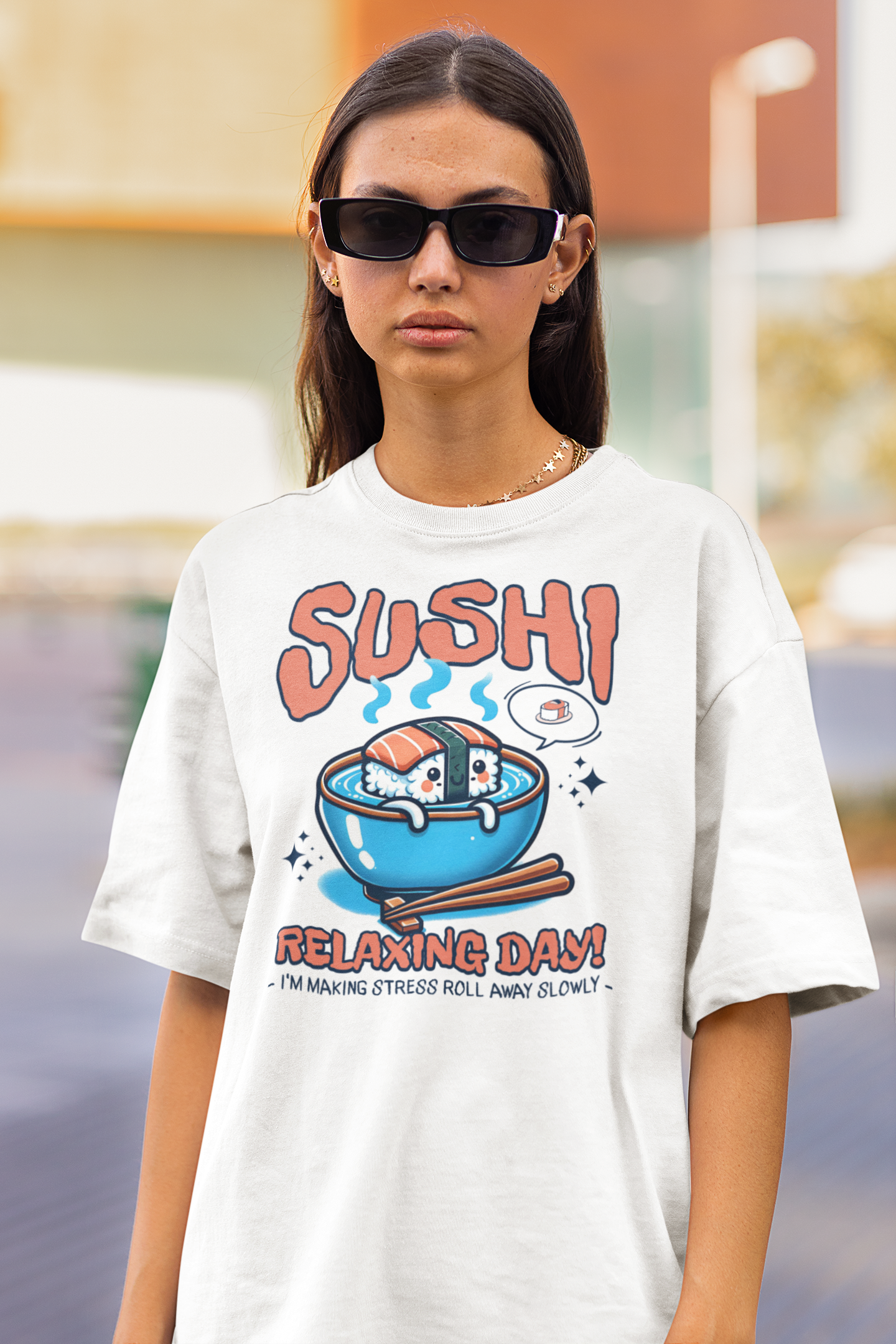 Sushi Relaxing Day Oversized T-Shirt