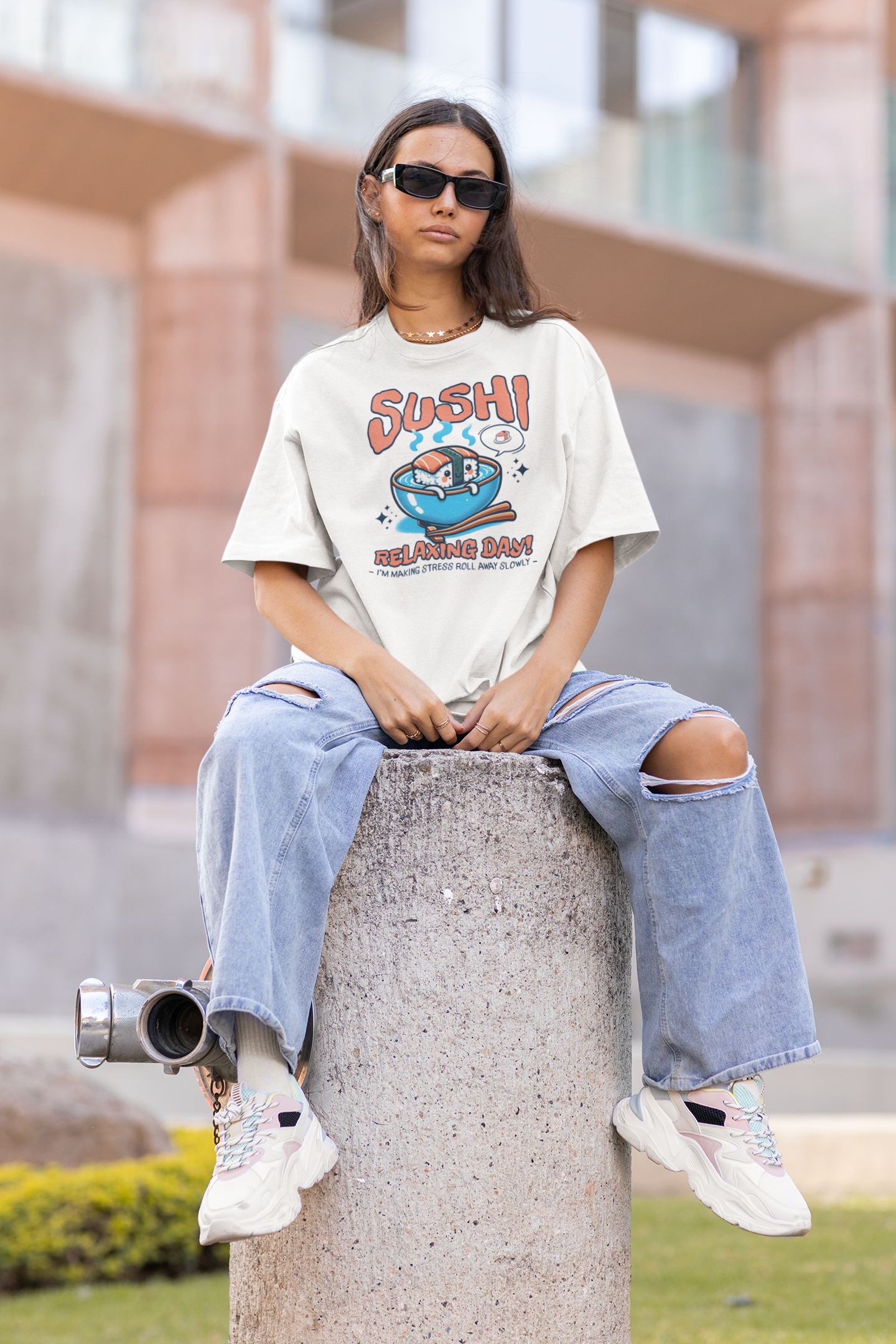 Sushi Relaxing Day Oversized T-Shirt