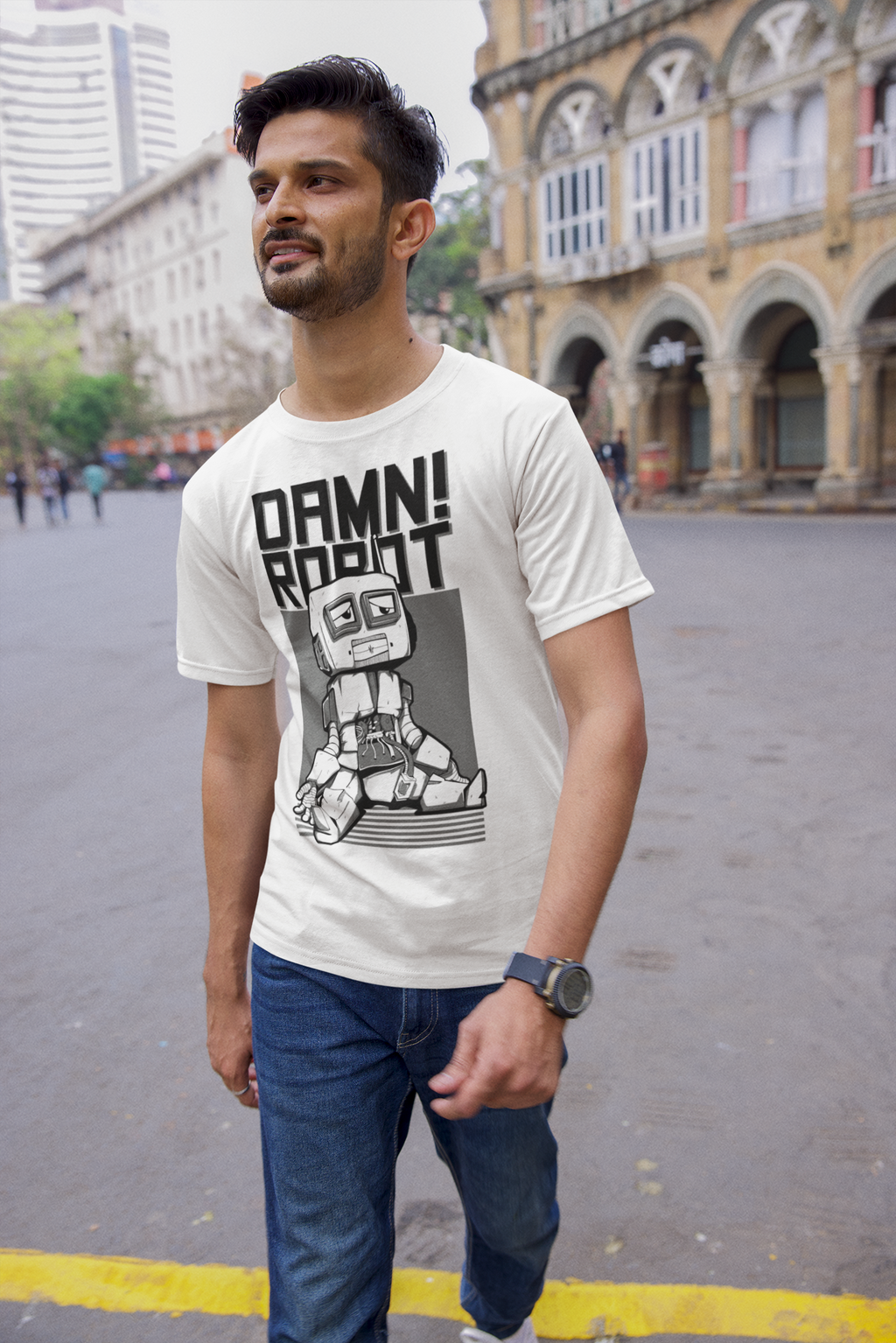 Damn! Robot Graphic T-Shirt